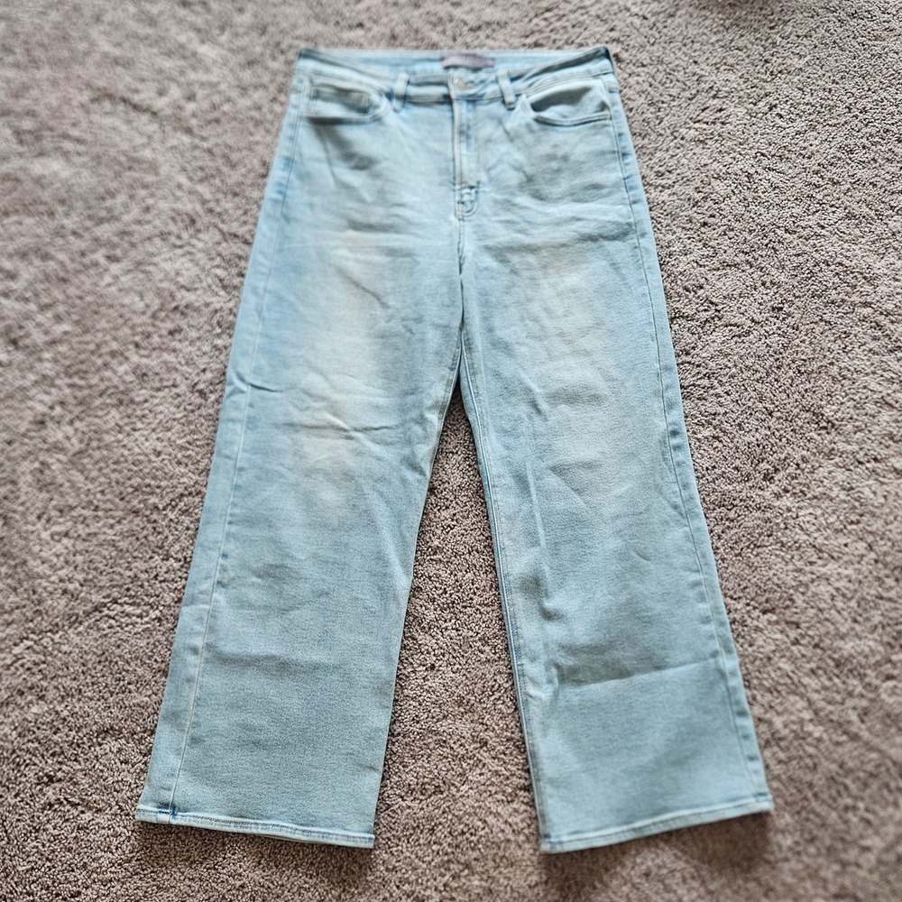 JUSTUSA Wide Leg Jeans Women 31/12 High Rise Relaxed Stretch Denim Cropped